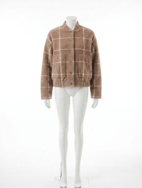 NEW Z SUPPLY lex plaid bomber jacket in heather taupe